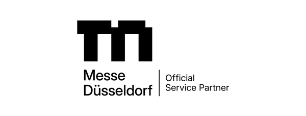 Schwarzes Logo Servicepartner der Messe Düsseldorf